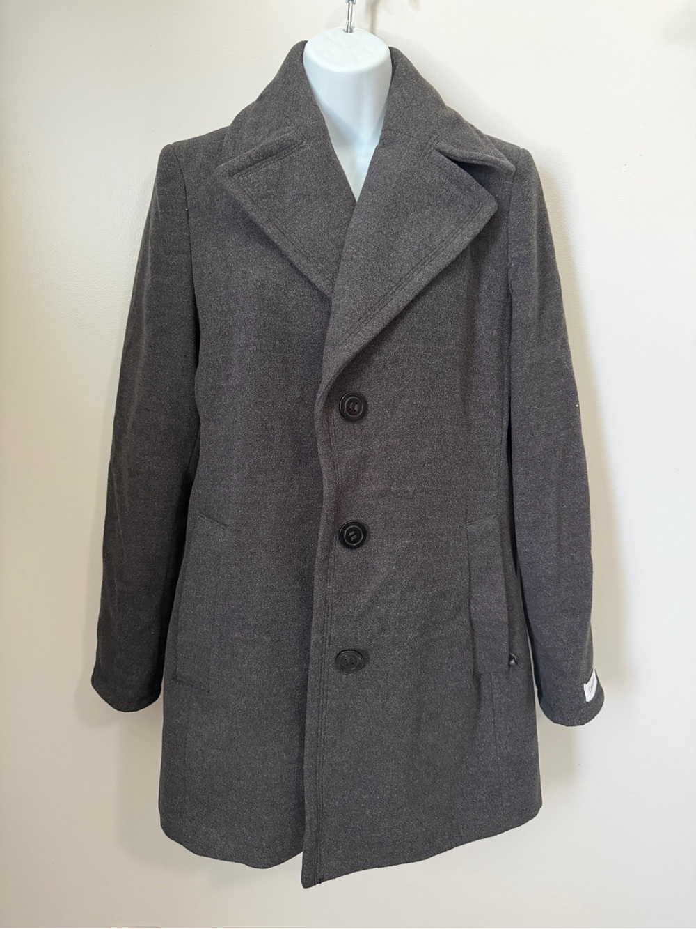 Calvin Klein Dark Gray Wool Blend Pea Coat